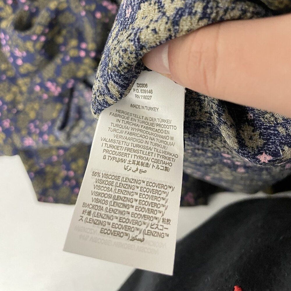 Boden Womens Smocked Tiered Midi Dress UK 16 US 12R Navy blue Floral D0306 NWT - Picture 8 of 13